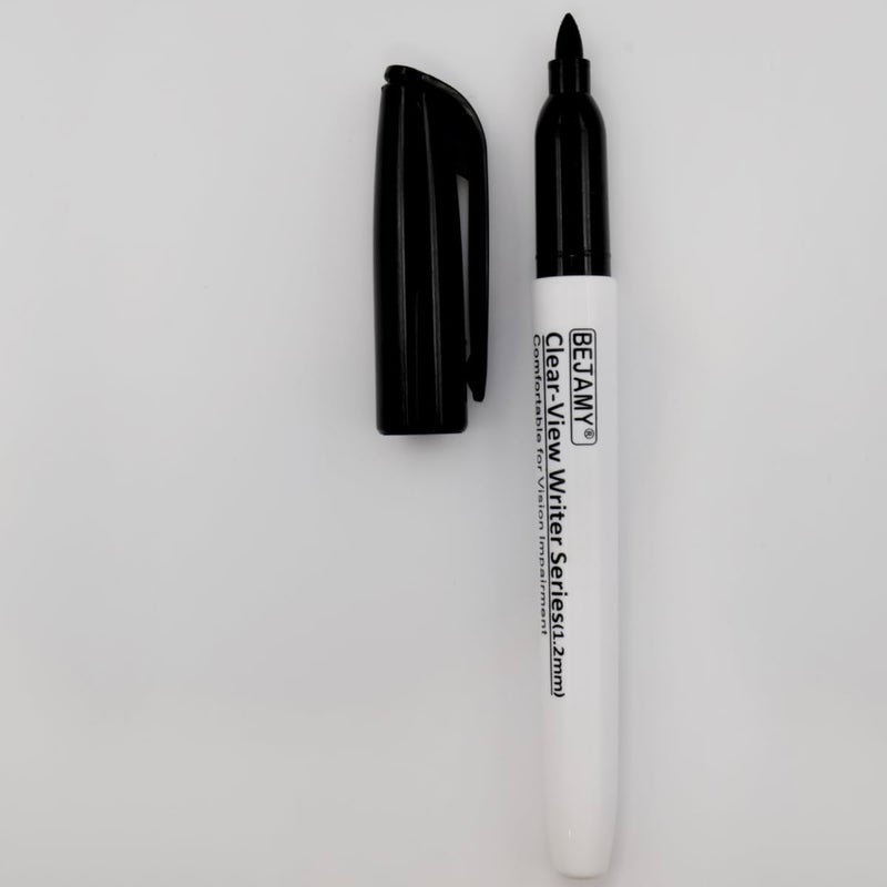 Bejamy (PACK of 10, Bullet Tip-1.2mm, BLACK ink) Clear-View Writer Bold Writing Pen,Water-Based Pigment Low Vision Marker,Assistive Writing Tool for Visual Impairment,Odorless,Non-Toxic,No Oil,Alcohol Free - Image 2
